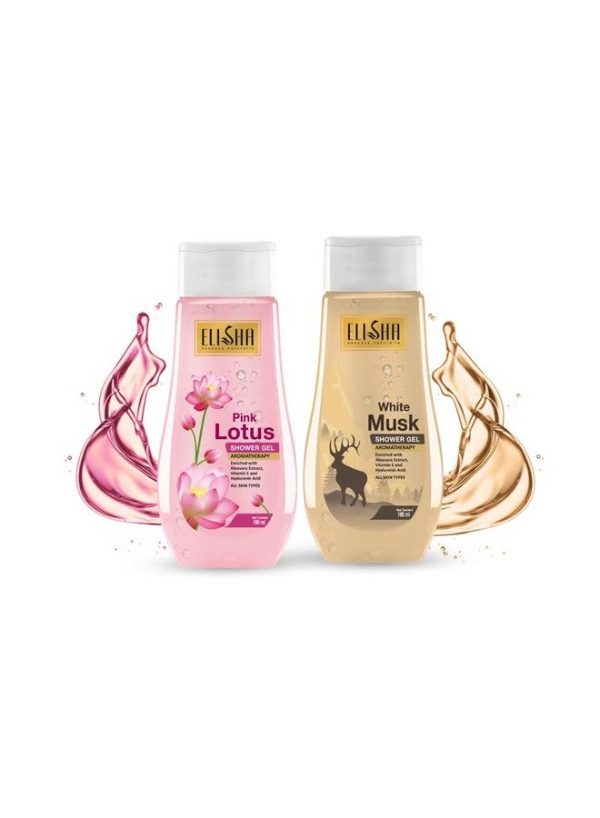 Elisha Pink Lotus with White Musk Shower Gel - 180ml (Pack of 2) Family Pack, Body Wash for Women & Men for Radiant Glow & Moisturised Skin, Suitable for All Skin Types - Image 1
