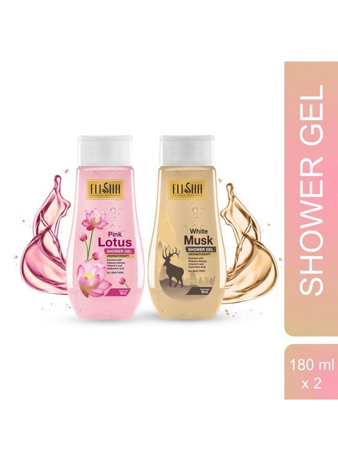 Elisha Pink Lotus with White Musk Shower Gel - 180ml (Pack of 2) Family Pack, Body Wash for Women & Men for Radiant Glow & Moisturised Skin, Suitable for All Skin Types - Image 2
