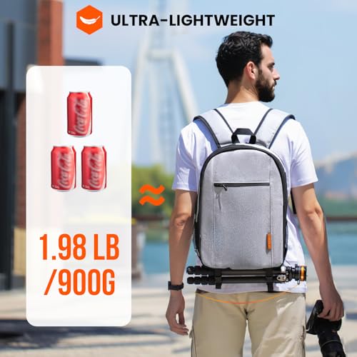 TARION Camera Backpack Bag for Photographers: DSLR Camera Bag with Laptop Compartment Waterproof Raincover Travel Photo Backpack Bag Case Gray TB-M - Image 3