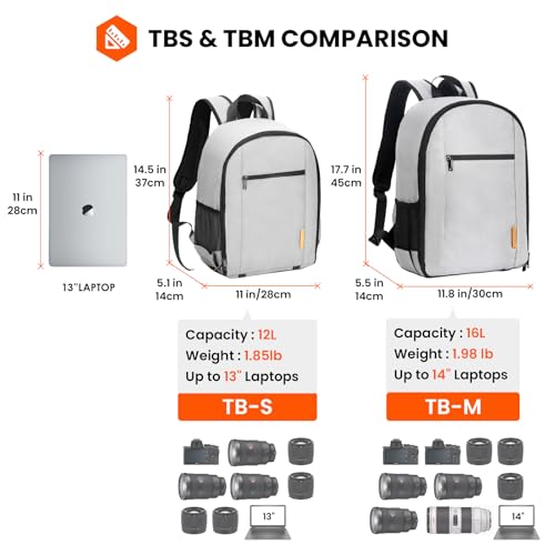 TARION Camera Backpack Bag for Photographers: DSLR Camera Bag with Laptop Compartment Waterproof Raincover Travel Photo Backpack Bag Case Gray TB-M - Image 5