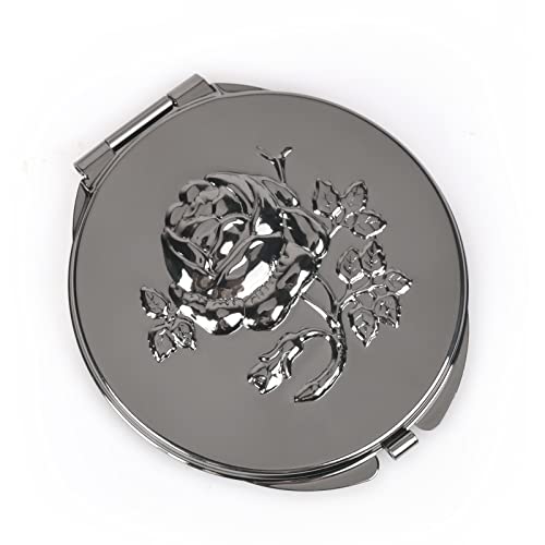 Goshentech Retro Metal Compact Mirror Travel Portable Mirror 1x/2x Magnification Compact &Portable Foldable（Gun Black - Image 1
