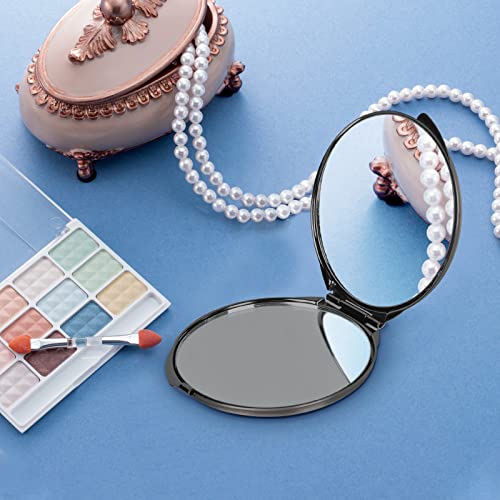 Goshentech Retro Metal Compact Mirror Travel Portable Mirror 1x/2x Magnification Compact &Portable Foldable（Gun Black - Image 3