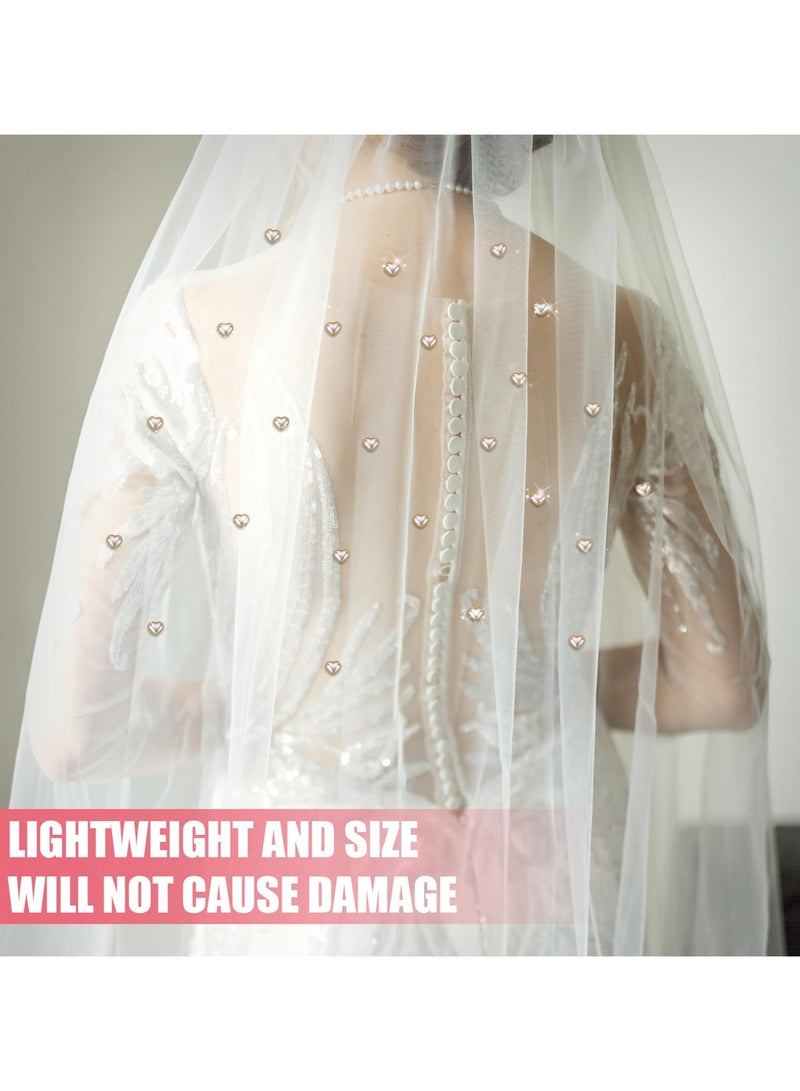 SOLARAE 24pcs Veil Weights Wedding Magnetic Pearl, Double Sided Artificial Pearls Hijab Magnets, Heart Pearl Weights for bridal Women Girls, Clothing Scarves Dress Fabric Pins Decoration Elegant Veil - Image 4