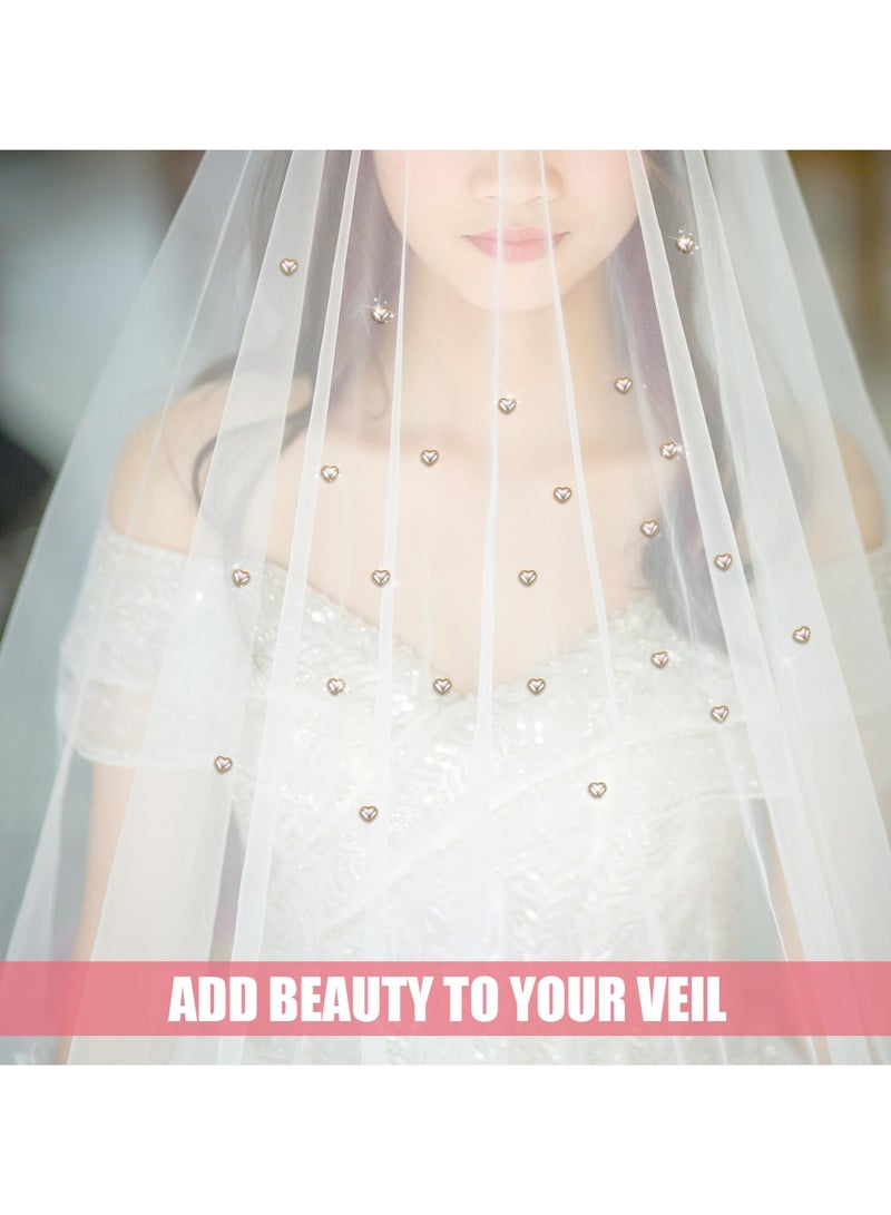 SOLARAE 24pcs Veil Weights Wedding Magnetic Pearl, Double Sided Artificial Pearls Hijab Magnets, Heart Pearl Weights for bridal Women Girls, Clothing Scarves Dress Fabric Pins Decoration Elegant Veil - Image 5
