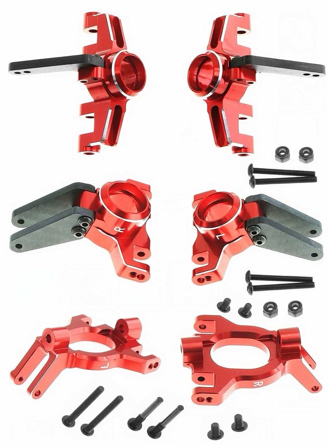 RCJTCQX Aluminum Front Steering Block Knuckles & C-Hubs Caster Blocks & Rear Hubs Upgrade Parts for Arrma 1/8 Mojave 4S BLX,1/10 Outcast Kraton 4S BLX(Red - Image 1