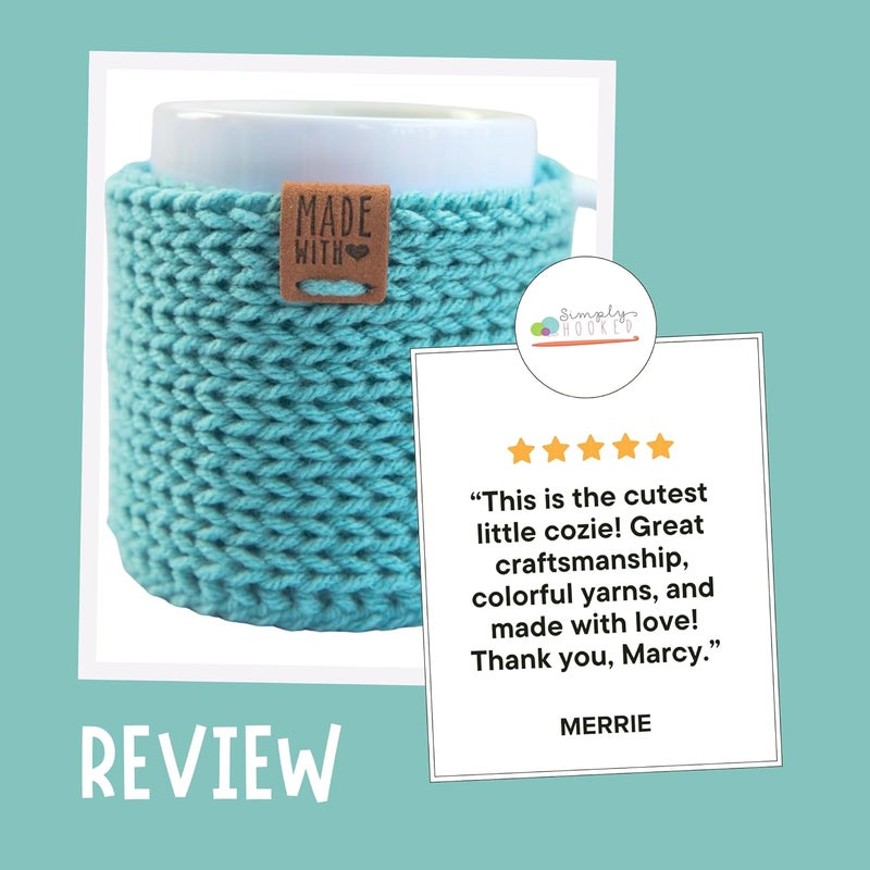 Simply Hooked Mug Cozy with Coaster 2 Pack – Handmade Cup Cozies for Hot Drinks – Fits 11 oz Coffee Mugs – Stocking Stuffers for Women (Sea Blue) - Image 5