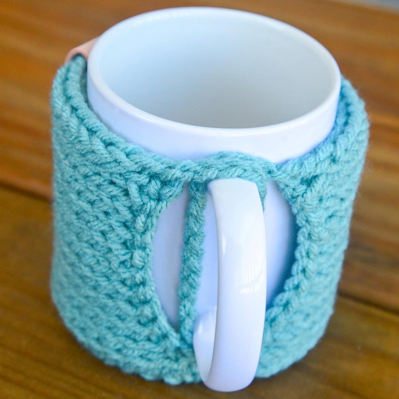 Simply Hooked Mug Cozy with Coaster 2 Pack – Handmade Cup Cozies for Hot Drinks – Fits 11 oz Coffee Mugs – Stocking Stuffers for Women (Sea Blue) - Image 4