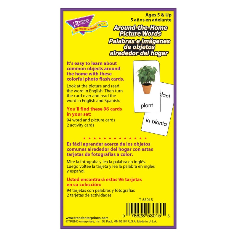 Trend Enterprises Bilingual AroundTheHome Picture Words Skill Drill Flash Cards Photos  Words Exciting Way for All to Learn English and Espanol 96 Cards Included Ages 5 and Up - Image 5