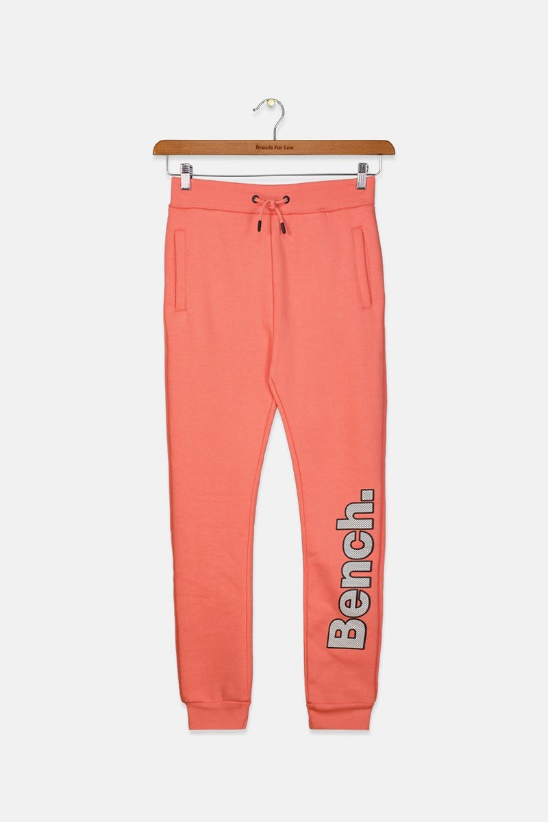 Bench Kids Girls Drawstring Side Pocket Jogger Pants, Coral - Image 1