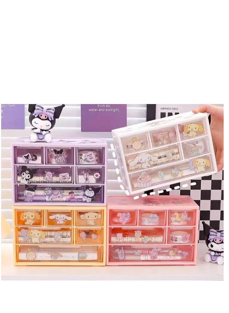 Golden Desk Organizer with 6 Drawers, Clear Plastic Desk Storage Box, Desktop Organization for Office Supplies, Gel Pens, Pencils, Markers, Tape, Erasers, Paperclips, Chargers and Gift beautiful stickers (White-6 Draws)  - Image 3