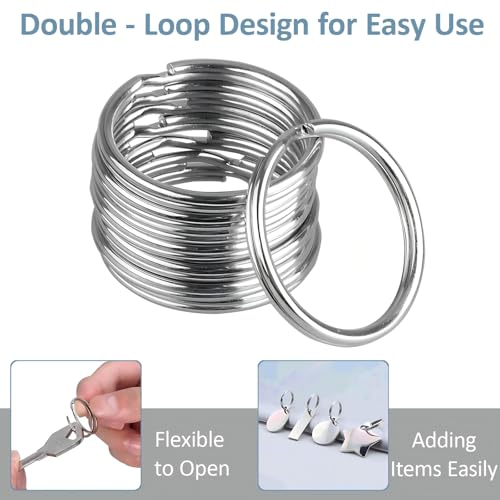 CLVJQ 1/2'' 100PCS Small Split Key Rings for Keychains, Double Loops Metal Mini Key Ring for Jewelry Making Dog Luggage Tag Car Key DIY Crafts (Silver) - Image 4