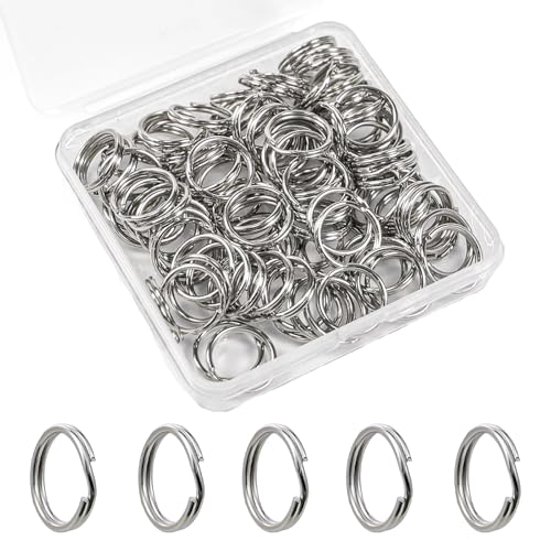 CLVJQ 1/2'' 100PCS Small Split Key Rings for Keychains, Double Loops Metal Mini Key Ring for Jewelry Making Dog Luggage Tag Car Key DIY Crafts (Silver) - Image 1