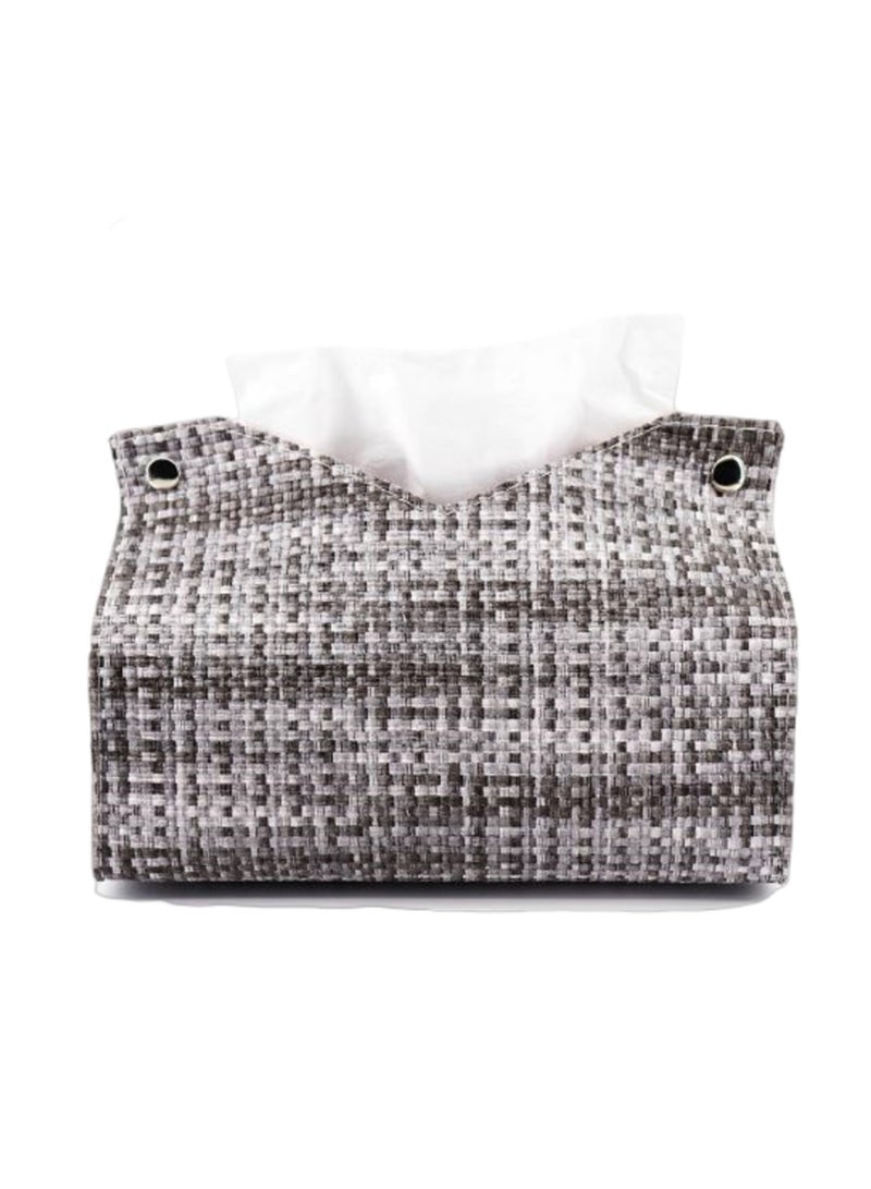 Excefore Tissue Box Cover, Tissue Box Cover for Car, Rectangular PU Leather Weave Texture Tissue Box, Home Decorations for Living Room, Bedroom and Office, for Vanity, Night Stands - Image 1