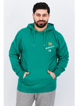 Men Sportswear Fit Long Sleeve Brand Logo Hoodie, Green