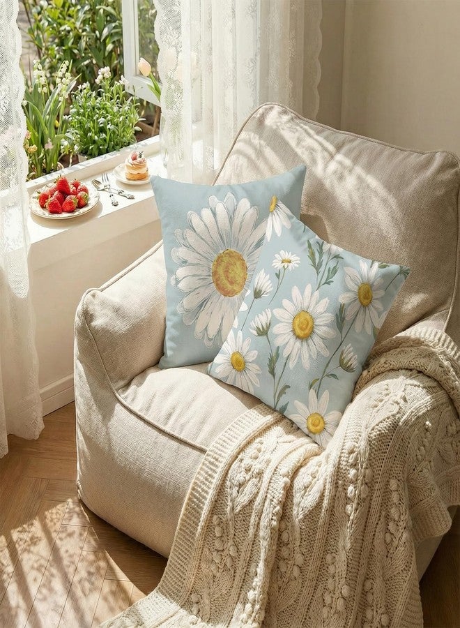 GEEORY Summer Daisy Quote Pillow Covers Set of 4, 18x18 Inch Farmhouse Floral Decorative Throw Pillow Cases for Home Decor - Image 3