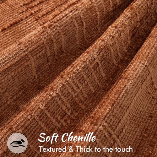 decorUhome Chenille Fall Throw Pillow Covers 12x20 Set of 2 Soft Textured Slubby Modern Decorative Pillow Covers with Elegant Design for Couch Sofa Living Room Rust - Image 3