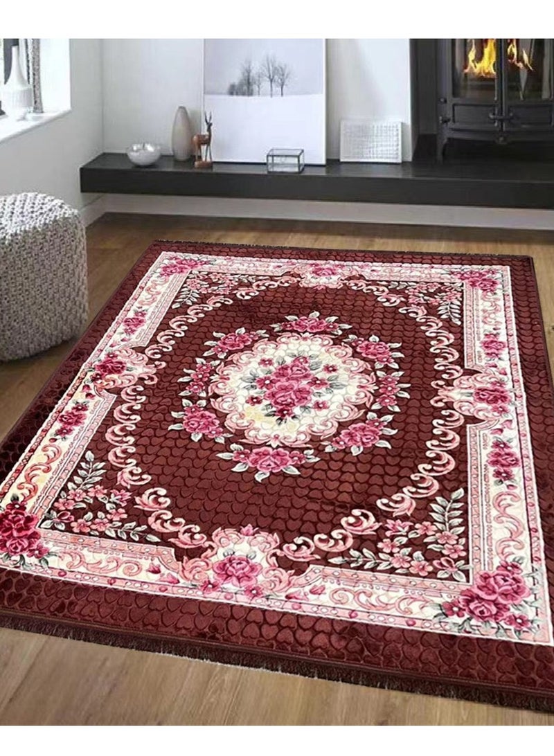 Stargold Portable Premium Carpet, High-Quality Premium Polyester Fabric, Foldable, Floral Design Carpets, Daily Use And Travel 180x200cm