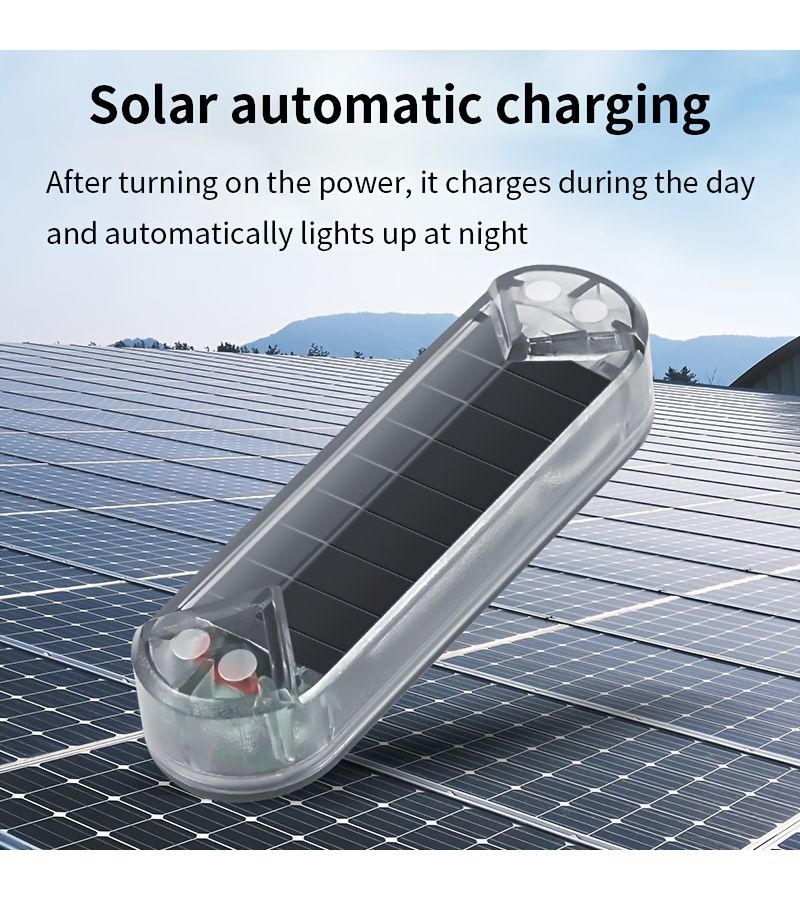 Solar Charging New Car Simulation Anti Theft Light Intelligent Lighting For Low Light Environments Suitable For Car Anti Theft Bicycle Warning And Venue Warning 1pc Black - Image 3