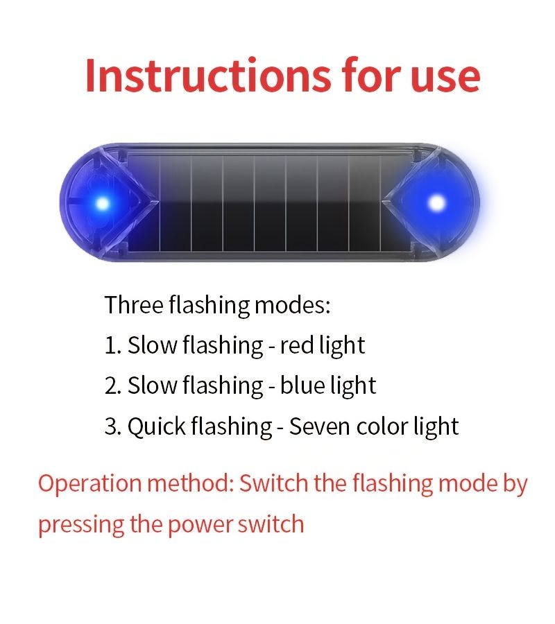 Solar Charging New Car Simulation Anti Theft Light Intelligent Lighting For Low Light Environments Suitable For Car Anti Theft Bicycle Warning And Venue Warning 1pc Black - Image 5
