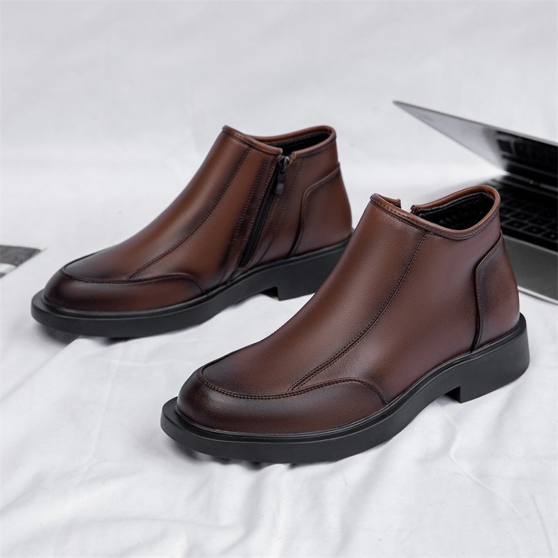 2024 Mens Martin Boots Leather Winter Trendy Brown 