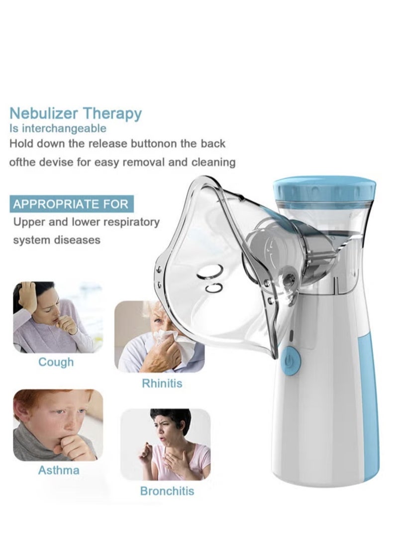MESH Portable Nebulizer Machine,Mini Vaporizers,USB Rechargeable Handheld Mesh Inhaler,Two Ways To Use For Adults And Children With Breathing Problems, For Home Office Outdoor  - Image 2