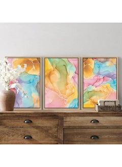 Home Gallery Set Of 3 Of Colorful Abstract Marble Texture Pattern Framed Wall Art  - Image 4