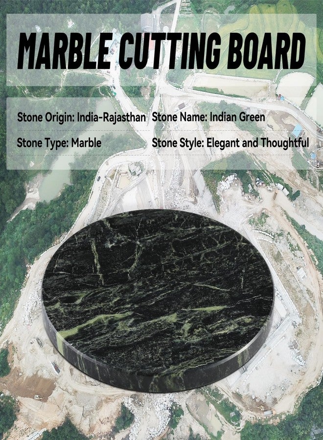 Koville Indian Round Marble Cutting Board for Kitchen, 11inch Round Hand Crafted Marble Slab for Cheese, Charcuterie, Pastry Board - Wedding Gift, House Warming Gift(Indian Green) - Image 4