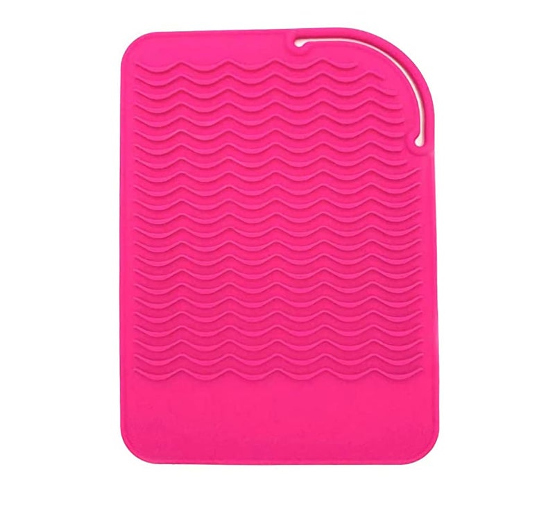 AFT90 Heat Resistant Mat for Curling Iron, Flat Irons and Hair Straightener Hair Styling Tools 9" x 6.5", Food Grade Silicone, Pink - Image 1