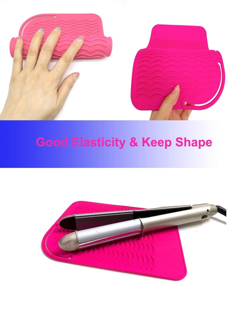 AFT90 Heat Resistant Mat for Curling Iron, Flat Irons and Hair Straightener Hair Styling Tools 9" x 6.5", Food Grade Silicone, Pink - Image 2