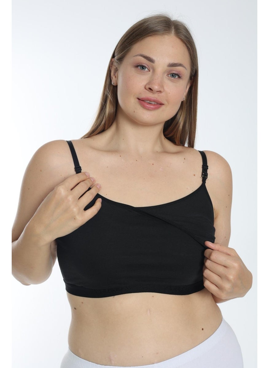 Arma Yıldız Women's Breastfeeding Half Undershirt Bustier with Rope Straps Black Lycra  - Image 3