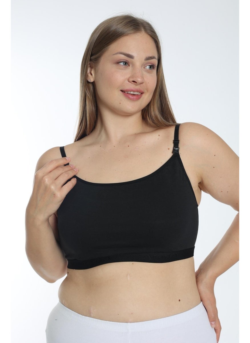 Arma Yıldız Women's Breastfeeding Half Undershirt Bustier with Rope Straps Black Lycra  - Image 4