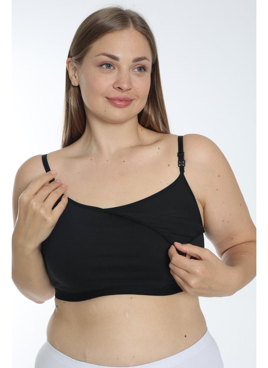 Arma Yıldız Women's Breastfeeding Half Undershirt Bustier with Rope Straps Black Lycra  - Image 5
