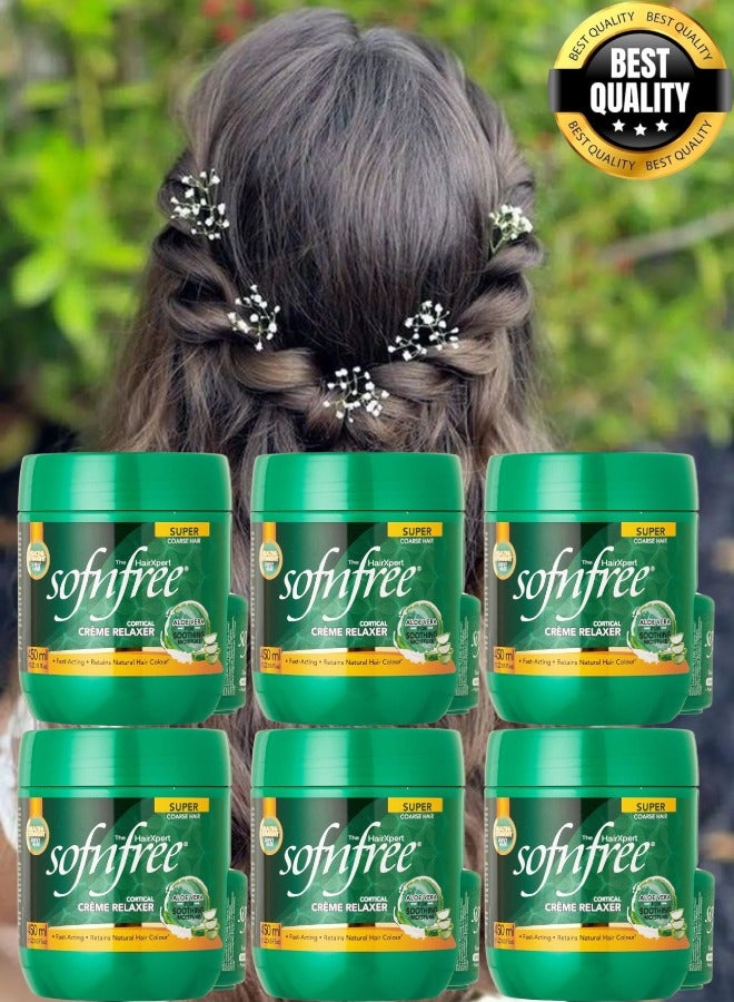 Sofn'free 6 Pieces Soft n Free Professional Hair Straightening and Smoothing Cream for Coarse Hair, 450 ml - Image 1