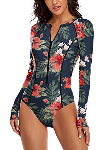 YATEEN Womens Athletic Training Swimsuit Long Sleeve Rashguard - Image 3