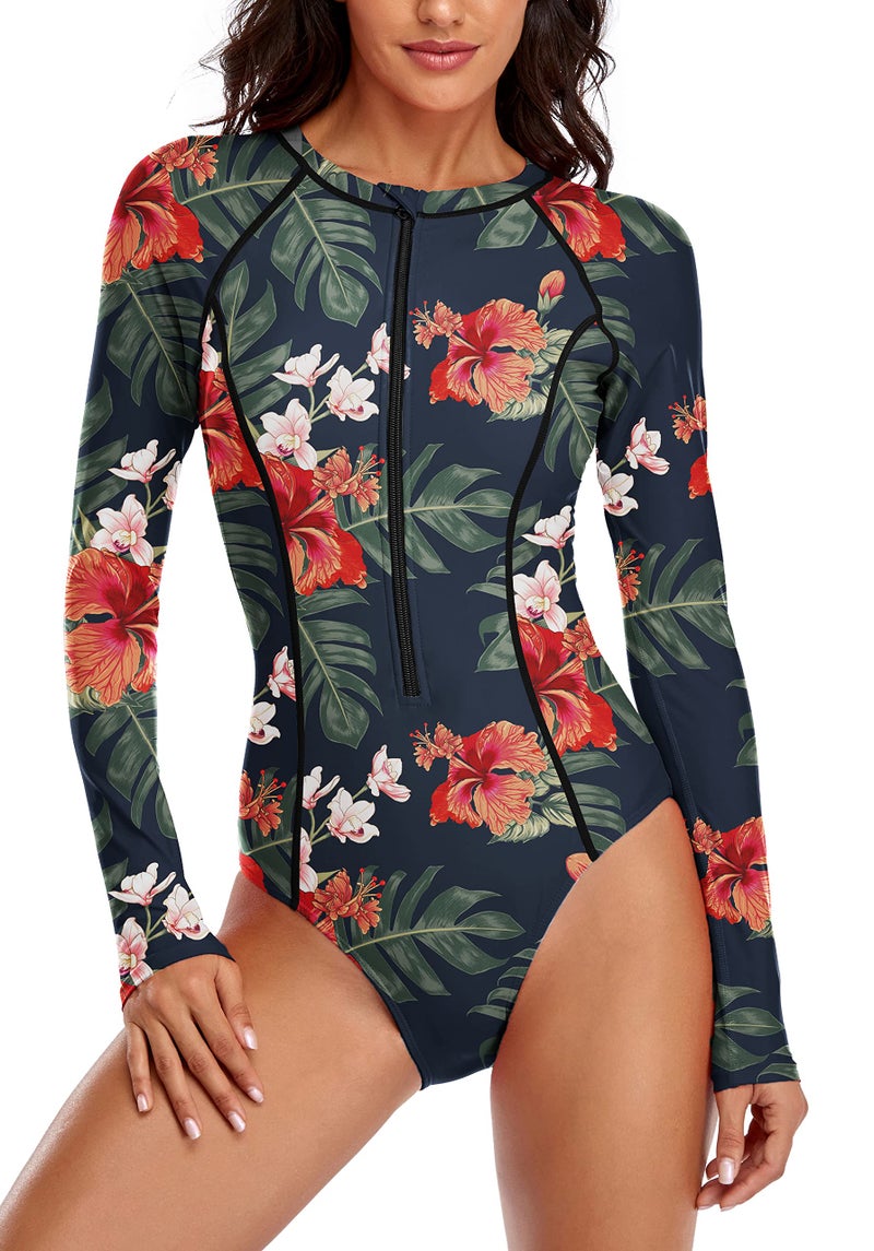 YATEEN Womens Athletic Training Swimsuit Long Sleeve Rashguard - Image 2