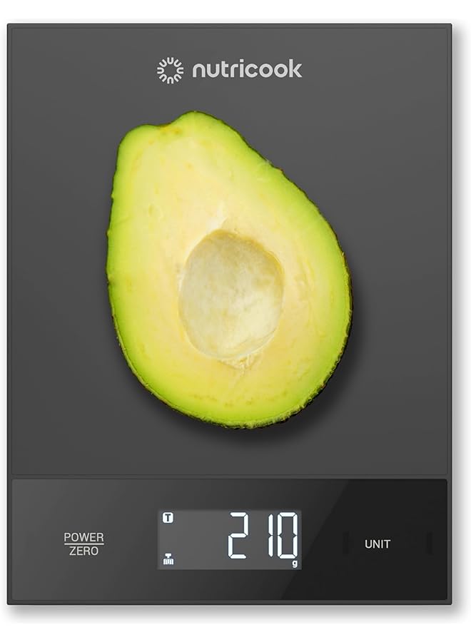 nutricook ميزان طعام نوتري كوك، ميزان مطبخ رقمي بسعة 11 رطل، الوزن بالجرامات والأوقية (1 جرام دقيق) للخبز والطهي والتغذية وتحضير الوجبات، وظيفة الطيّ - Image 1