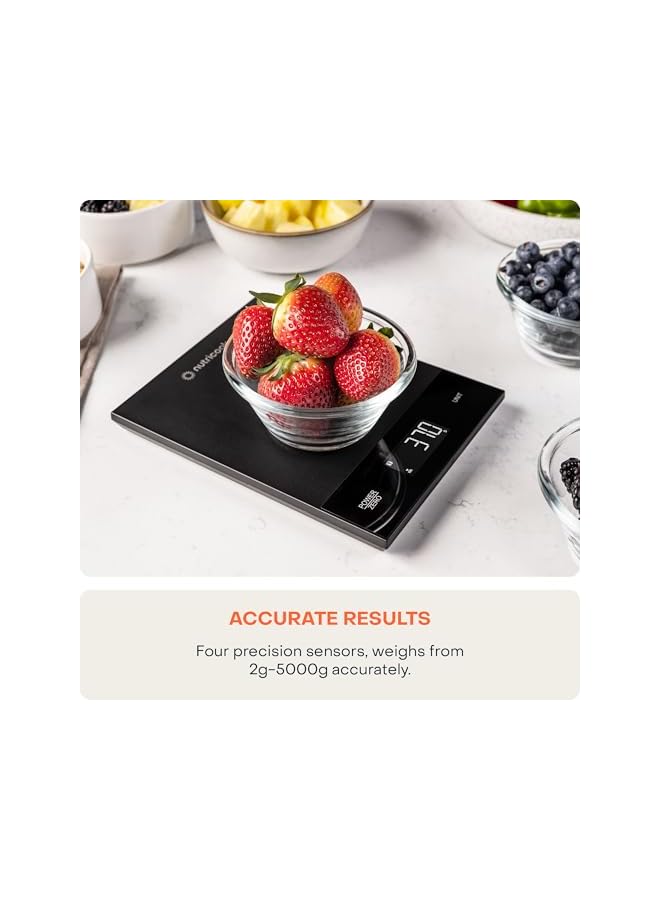 nutricook ميزان طعام نوتري كوك، ميزان مطبخ رقمي بسعة 11 رطل، الوزن بالجرامات والأوقية (1 جرام دقيق) للخبز والطهي والتغذية وتحضير الوجبات، وظيفة الطيّ - Image 3