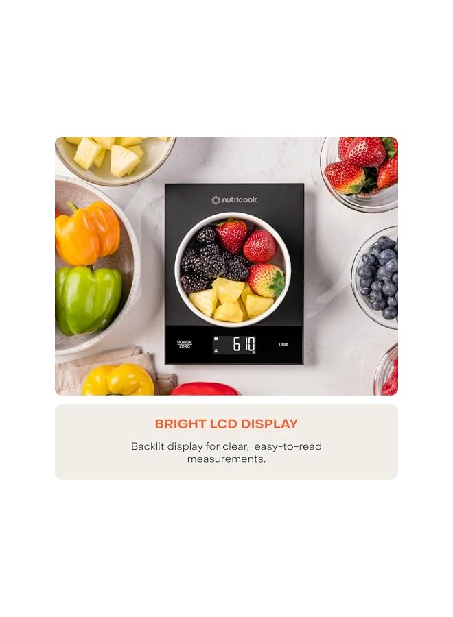 nutricook ميزان طعام نوتري كوك، ميزان مطبخ رقمي بسعة 11 رطل، الوزن بالجرامات والأوقية (1 جرام دقيق) للخبز والطهي والتغذية وتحضير الوجبات، وظيفة الطيّ - Image 4