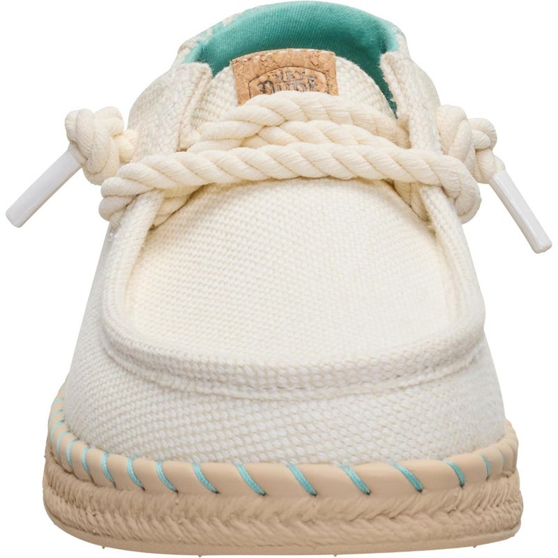 Women's espadrille slip-on shoe for travel and casual wear, cork footbed, lightweight, hibiscus color, breathable natural fiber upper - Image 2