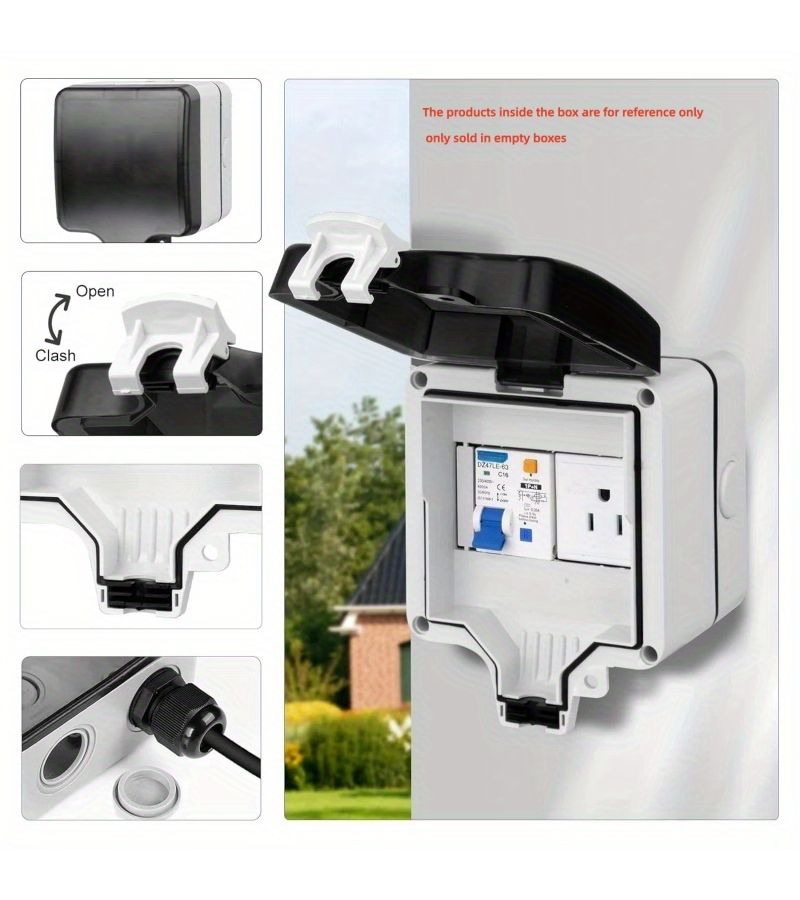 5 Way Outdoor Switch Socket Distribution Box With Black Transparent Cover For Garden And Garage Use Switches And Sockets Not Included - Image 2