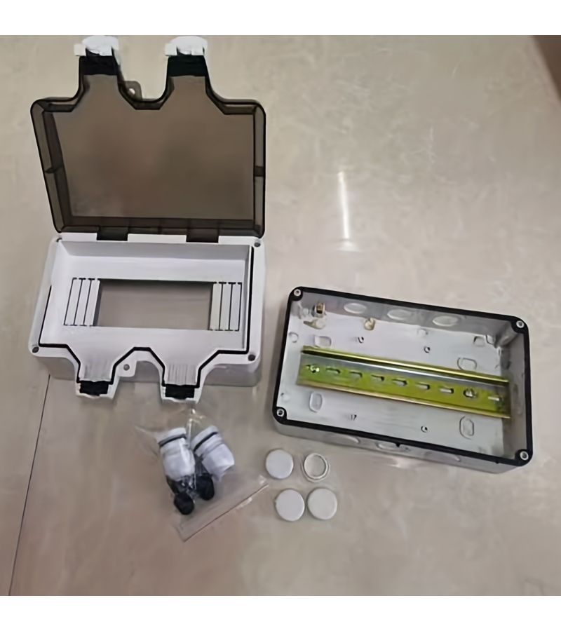 5 Way Outdoor Switch Socket Distribution Box With Black Transparent Cover For Garden And Garage Use Switches And Sockets Not Included - Image 1