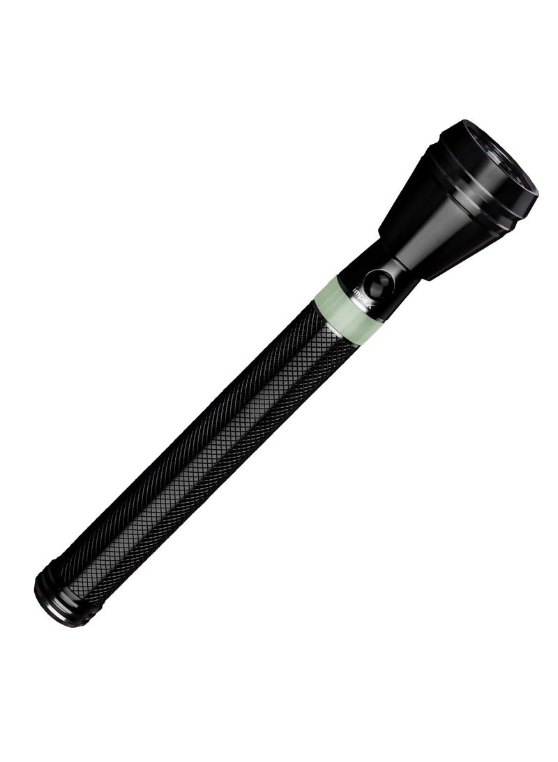 إمبكس 4 pcsكشاف يدوي قابل لإعادة الشحن، LED كري 3 واط، بطارية 3000 مللي أمبير، مدى 300 متر، إضاءة 140-160 لومن، هيكل من الألمنيوم المقاوم للتآكل، وقت تشغيل 4-8 ساعات، شحن خلال 8 ساعات، جهد 220-240 فولت، ضمان سنتين – Lumin C3 – أسود - Image 2