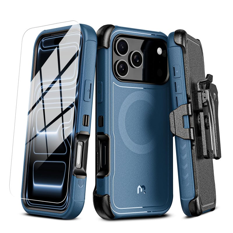 M MYBAT PRO for iPhone 17 Pro Max Case with Belt Clip Holster, Maverick Series 17 Pro Max Case[Compatible with Magsafe] w/Screen Protector,Anti-Drop,with 360Â°Rotating Kickstand,Heavy Duty Protection - Image 1