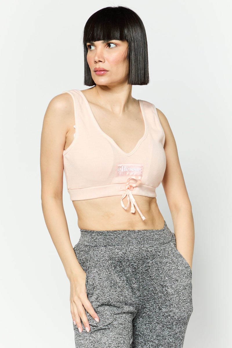 Ellesse Women Padded Brand Logo Outdoor Sport Bra, Pink - Image 1