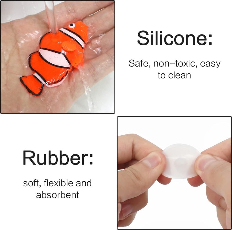 VAYINATO ® 2 قطع سمكة مزيفة عائمة مصنوعة من السيليكون لتزيين أحواض السمك | لا تضر بالأسماك | تبدو كسمكة حقيقية من بيتزلايف وورلد (سمكة بحرية + سمكة نيمو) - Image 2