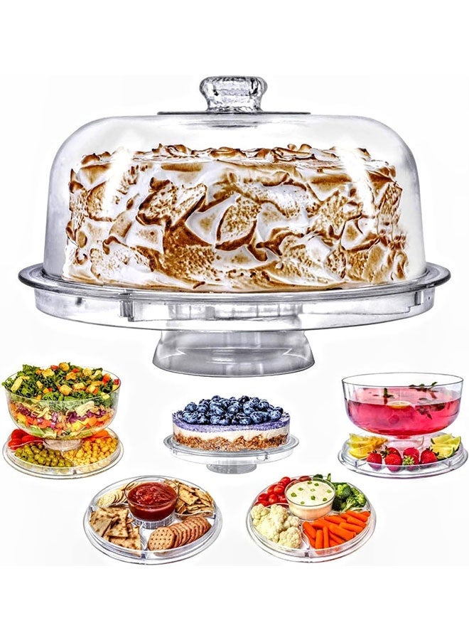 حامل كعكة أكريليك دائري شفاف مجموعة-2 قطعة، 1 قطعة غطاء كعكة من بيت أفضل و 1 قطعة سكين كعكة - قبة عالية الجودة، قاعدة دوارة لتزيين الكعك، طبق حلوى وفواكه يستخدم في الحفلات، الزفاف، أعياد الميلاد - Image 4