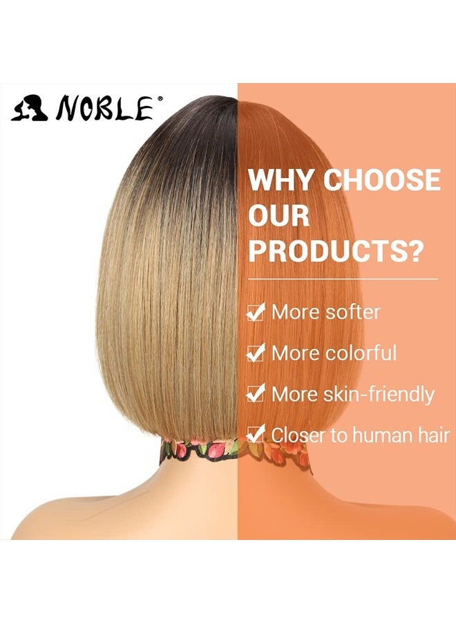 Noble باروكة بوب للنساء قصيرة T جزء باروكة دانتيل أمامي HD أومبري بني أشقر باروكات صناعية بقصة مستقيمة للبارتي والاستخدام اليومي 10 إنش - Image 3