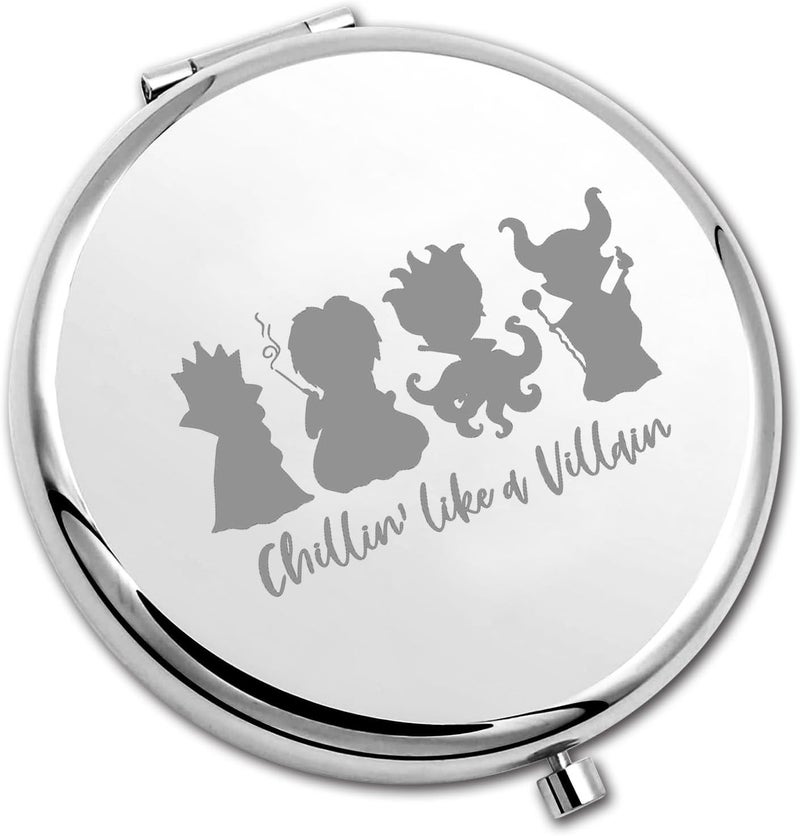 PLITI Villain Compact Mirror Evil Queen Gift Villains Club Gift Chillin' Like A Villain Pocket Mirror for Villain Fan (Chillin' Villain CM)