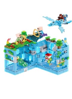 Minecraft Underwater City Small Particle Building Blocks/Assembling Toys with Lighting Models A gift for Minecraft Fans