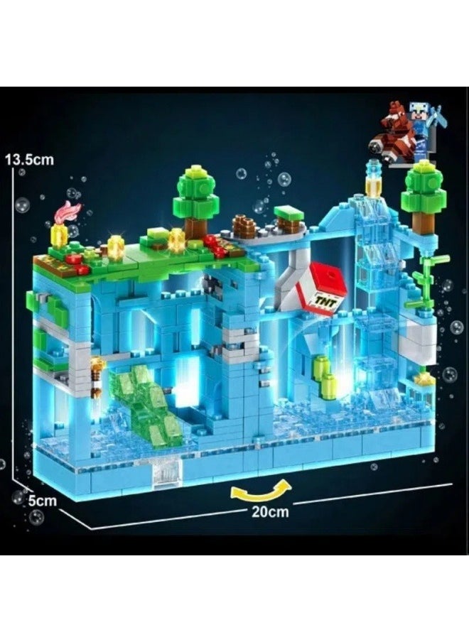 General - Minecraft Underwater City Small Particle Building Blocks/Assembling Toys with Lighting Models A gift for Minecraft Fans - Image 1